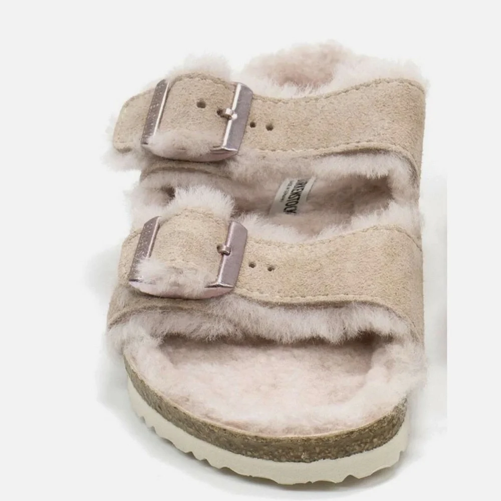 Birkenstock Women's Soft Blush Fuzzy Slippers